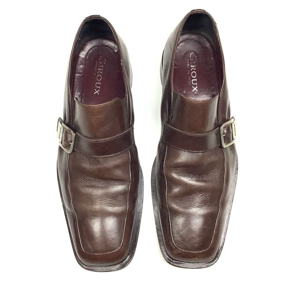 Giroux Italy Brown Leather Monk Strap Men Shoes 9.5 Square Toe Dress Formal main image 4